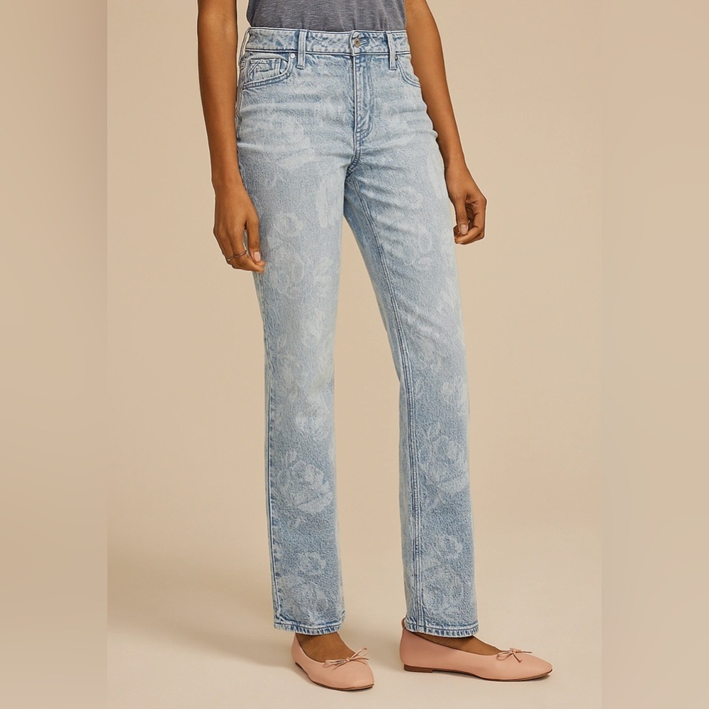 New Without tag EDGELY MAURICES FLORAL HIGH RISE RELAXED STRAIGHT JEANS SIZE 16